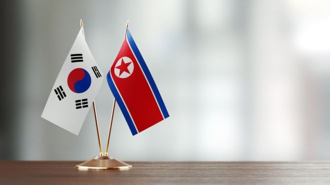 Флаги Южной Кореи и Северной Кореи