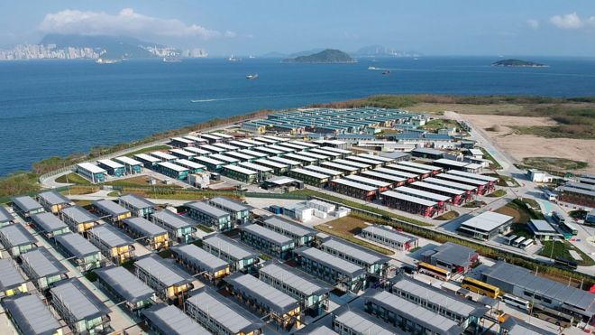 Drone shot of Hong Kong's isolation camps