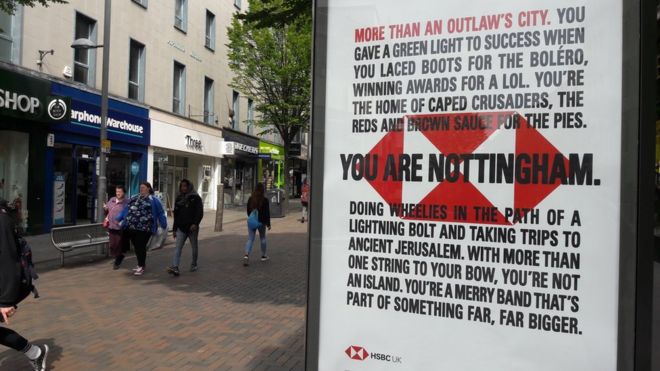 Правильный плакат в центре города Ноттингем