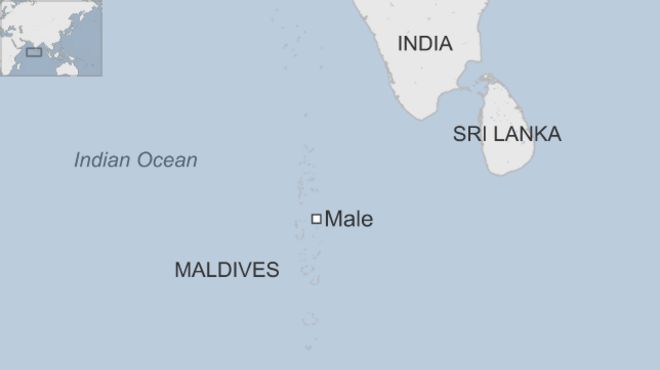 Карта, показывающая расположение Мальдивских островов