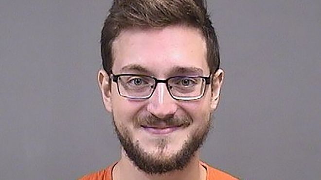 Police picture showing James Reardon arrested by the New Middletown Police after an alleged online threat against a Jewish community centre in Youngstown, Ohio