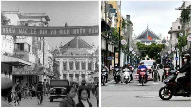 Hình ảnh trung tâm Hà Nội 1976 và 2020