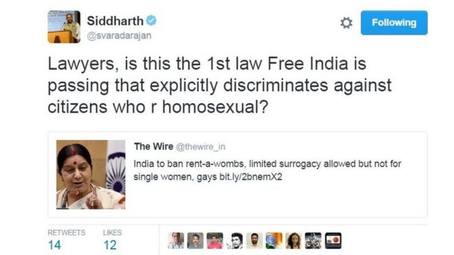 Адвокаты, это первый закон «Свободная Индия», который явно дискриминирует граждан, гомосексуалистов?