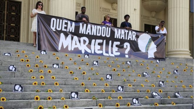 Ato Amanhecer por Marielle e Anderson na escadaria da Assembleia Legislativa do Rio de Janeiro (Alerj) marca um ano da morte da vereadora Marielle Franco e seu motorista Anderson Gomes