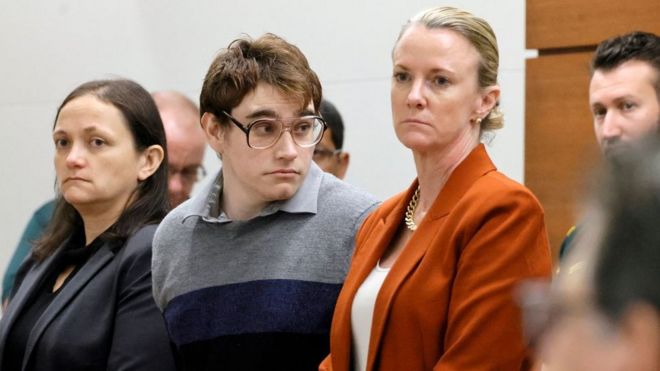 Nikolas Cruz en el juicio en su contra por el tiroteo en Parkland