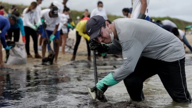 Voluntarios limpian una playa