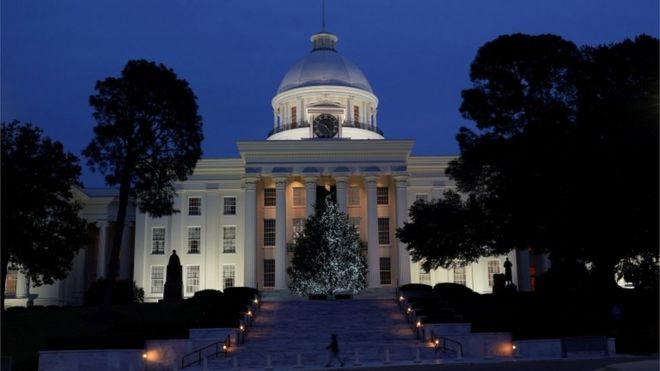 Abortion is being debated in the Alabama statehouse (pictured) as well as at 15 others across the US