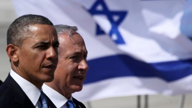 Президент США Барак Обама и премьер-министр Израиля Биньямин Нетаньяху во время визита Обамы в Израиль в 2013 году