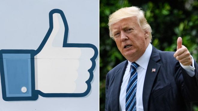 Donald Trump and the Facebook like logo