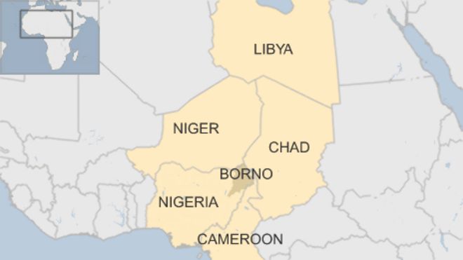 карта, показывающая Нигерию и ее соседей