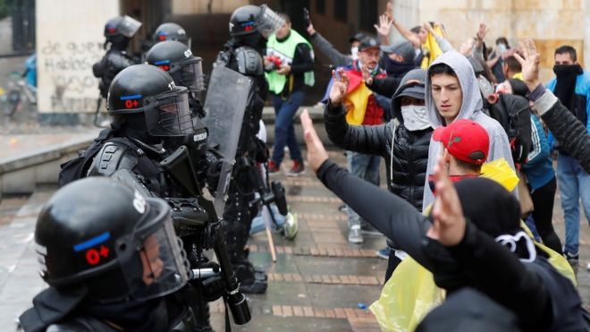 Protesta en Bogotá.