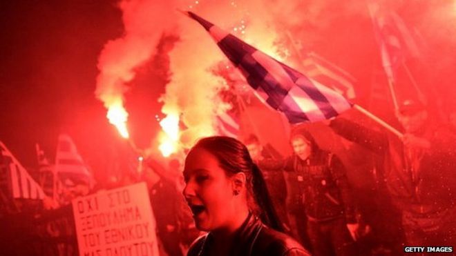 Демонстранты Золотой Зари в Греции
