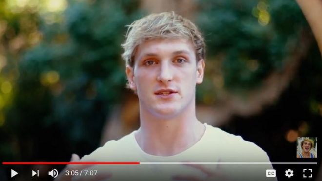 Screengrab from the video posted by Logan Paul about suicide awareness