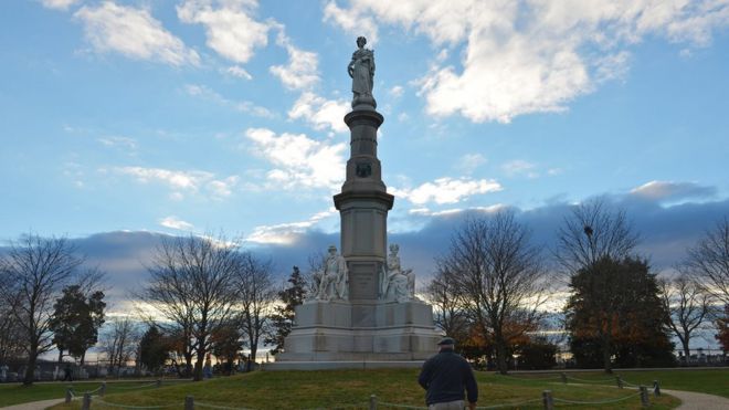A statue: The Soldiers' National Monument at Gettysburg National Military Park in Pennsylvania. With heightened political tensions in America, rumours are flying about possible vandalism and protests at the site