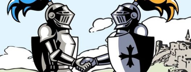 Анимированное изображение рукопожатия 2 рыцарей