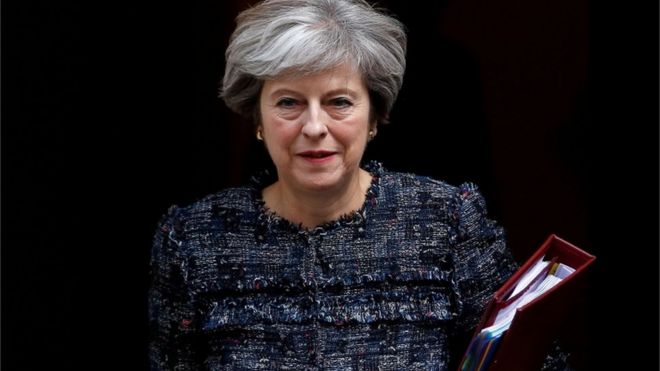 Theresa May leaves Downing Street