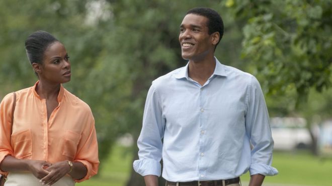 Tika Sumpter and Parker Sawyers in a scene from Southside With You