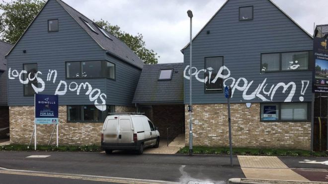 Graffiti on homes in Chesterton