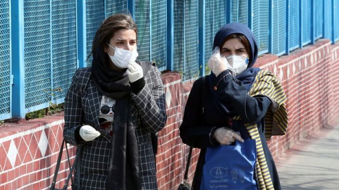Iranian women in masks