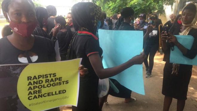 A protest against rape in Abuja, Nigeria - June 2020
