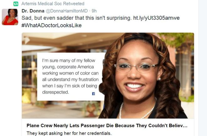 Tweet expressing concern over Dr Cross' experience on a Delta Airline flight