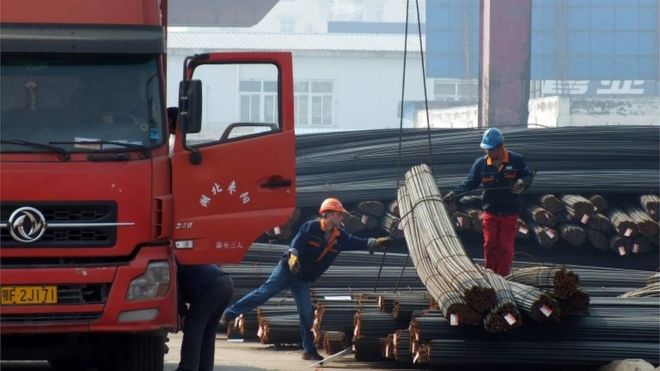 Steel workers in Yichang, Hubei (file image)