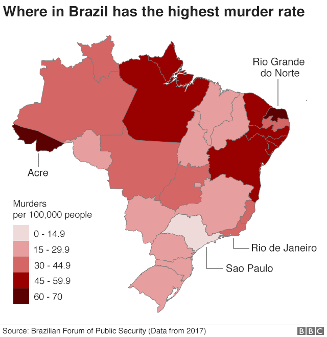 Карта, показывающая штаты с самыми высокими показателями убийств