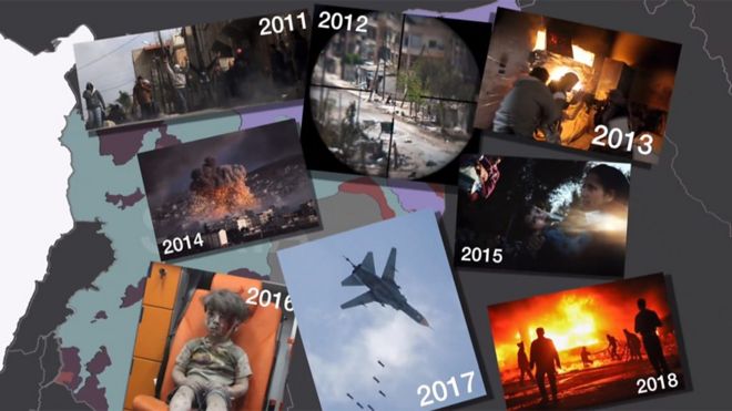 Conjunto de fotos muestra el conflicto en Siria a través de siete años