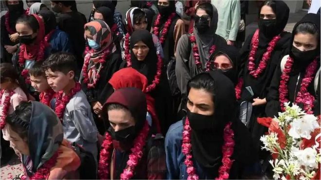Afghan women footballers arriving in Pakistan after the Taliban takeover in September 2021