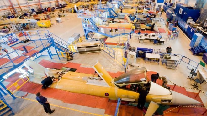 Производственная линия Eurofighter Typhoon на системах BAE в Вартоне