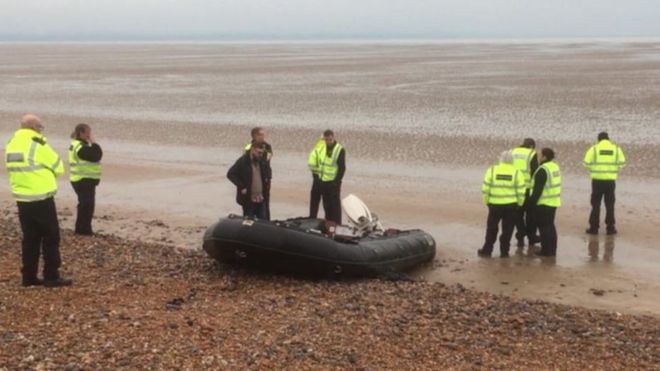 A group of migrants landed on a Kent beach on Monday