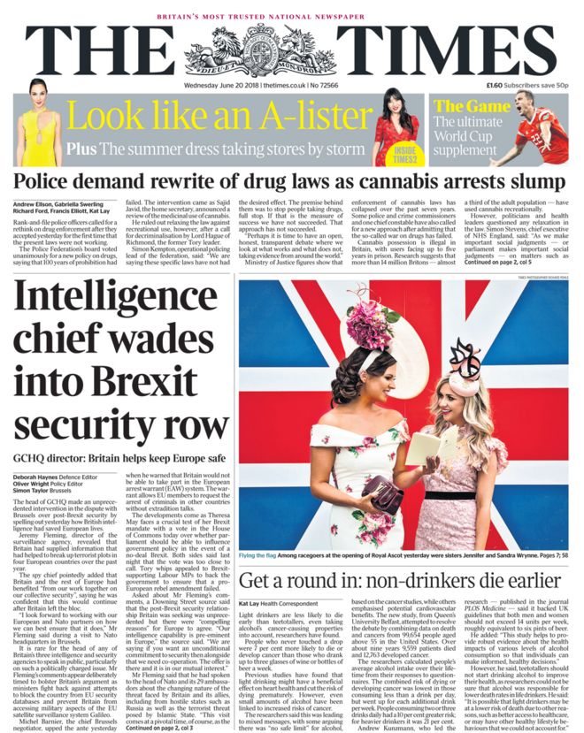 Times front page - 20/06/18