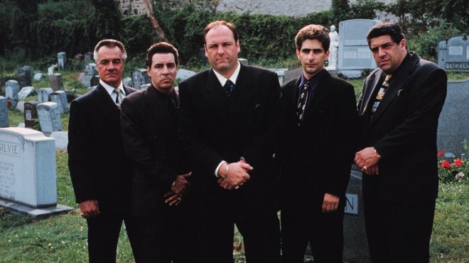 The cast of The Sopranos stand for a promotional photo