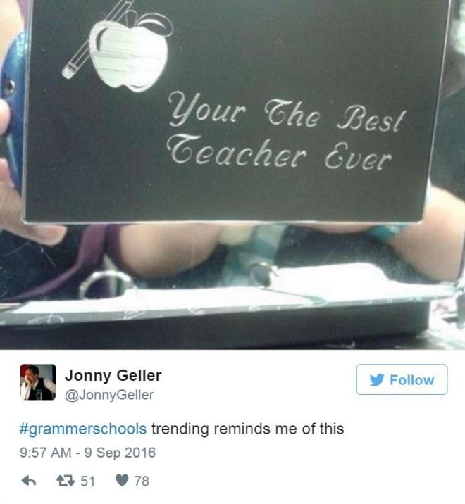 Твиты @JonnyGeller: тенденции #grammerschools напоминают мне об этом