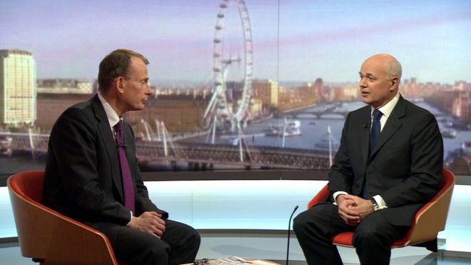 Иэн Дункан Смит разговаривает с Эндрю Марром на BBC