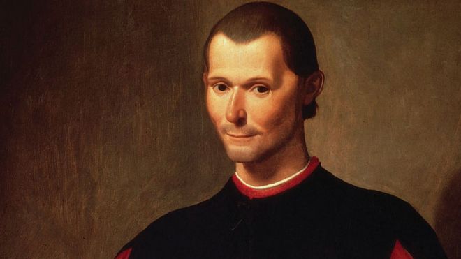 Detalle de retrato póstumo de Nicolás Maquiavelo por Santi di Tito.