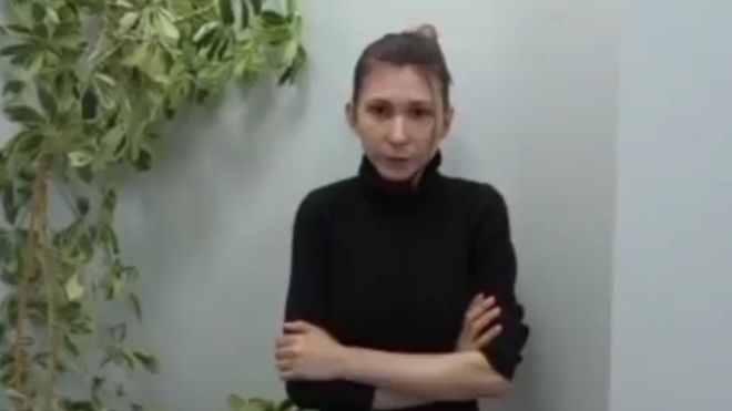 A still from Viktoriia Roshchyna hostage video