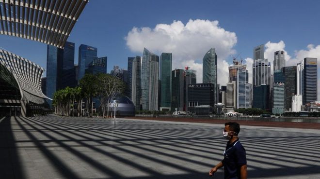 Центральный деловой район Сингапура во время изоляции.