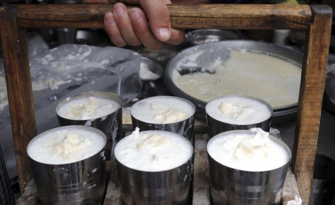 A file picture showing glasses of lassi, a yoghurt drink popular in South Asia