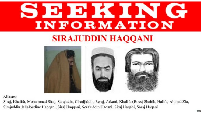 США разыскивают плакат для афганского боевика Сираджа Хаккани