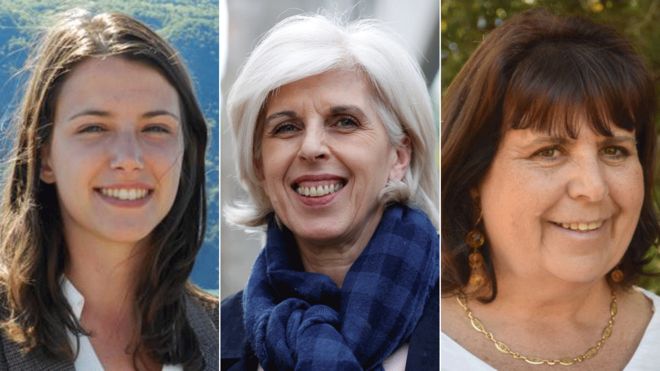 Среди новых женщин-депутатов от гражданского общества - Тифани Дегуа (слева), Бриджит Лисо (слева) и Мирей Робер