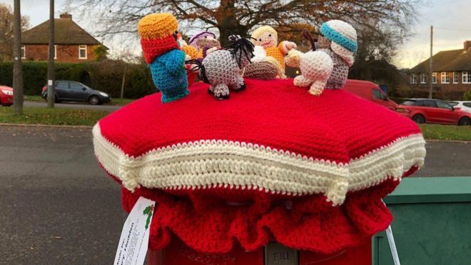 Coronation Yarnbombed post box toppers Ware Trail - 25 Apr 2023 - 9 May  2023