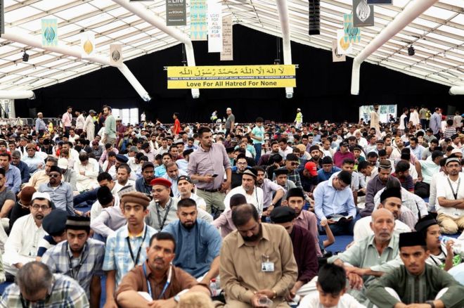 Muslims attend the UK's largest Islamic convention