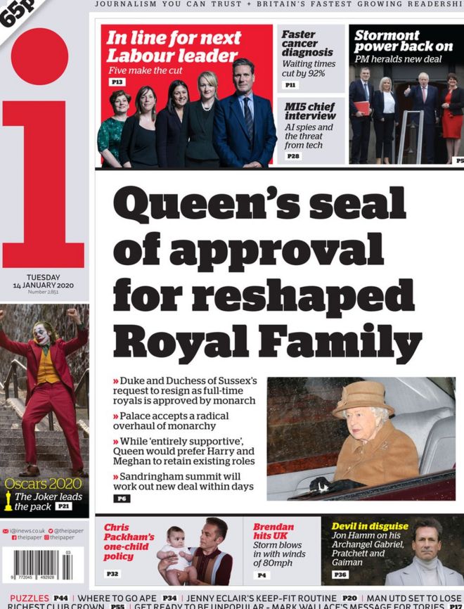 The i front page 14 January