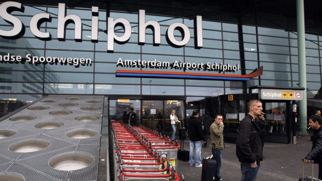 File image of Schiphol airport entrance