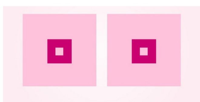 Снимок экрана с открытого письма от Cancerfonden на Facebook с двумя розовыми квадратами, представляющими женскую грудь