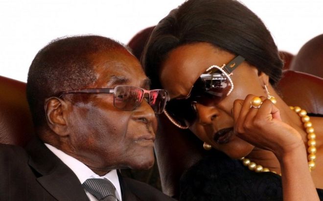 President Robert Mugabe and his wife Grace pictured in August 2017
