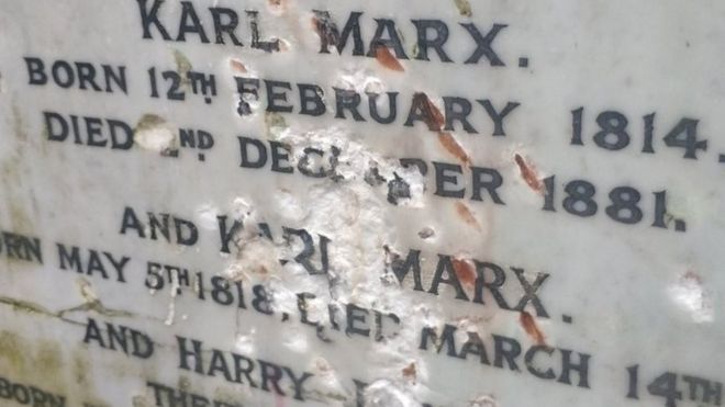Damage to Karl Marx monument