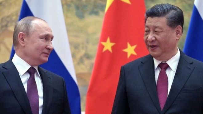 Vladimir Putin and Xi Jinping in Beijing