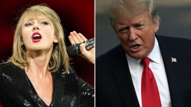 Collage of Taylor Swift and Donald Trump